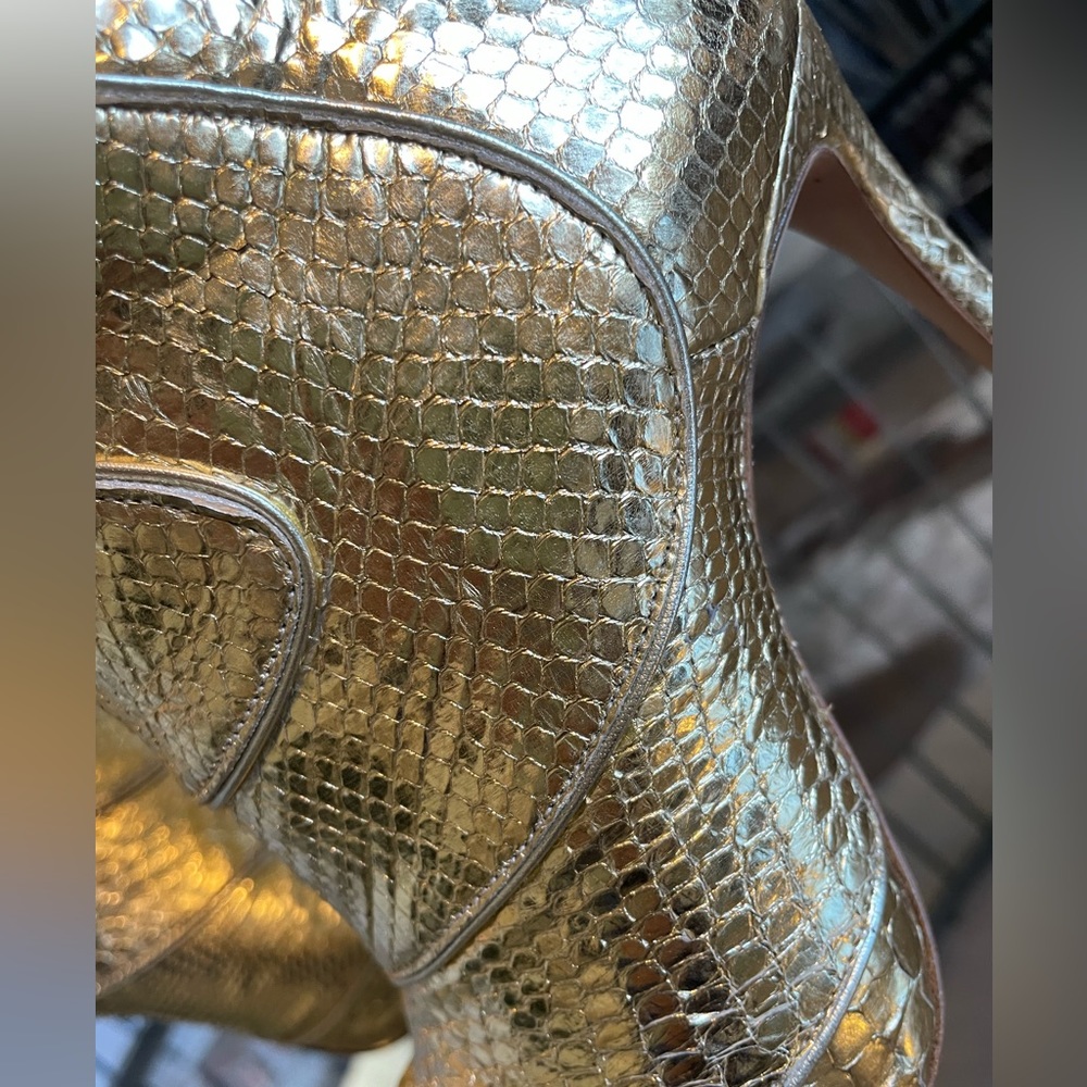 Alexandre Birman Gold Python Snake Print Boot 37 - image 4